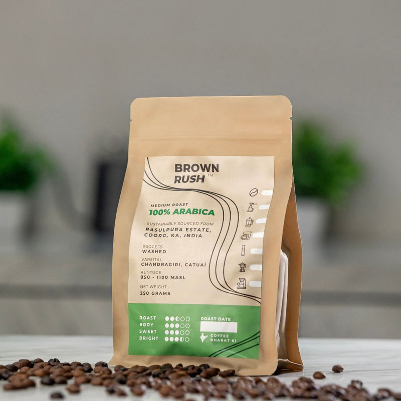 Brown Rush Coffee | Medium Roast Coffee, 250g | 100% Single Origin Arabica Beans